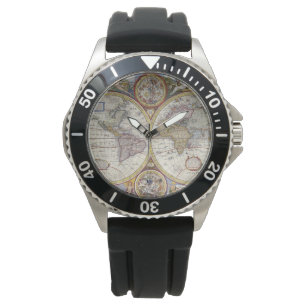 Reloj De Pulsera Viejo Mapa del Mundo Observador de la Escritura