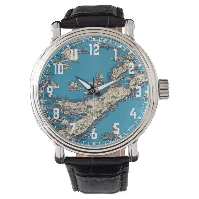 Reloj De Pulsera Viejo mapa vintage de las islas Bermudas (Anverso)