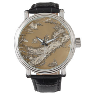 Reloj De Pulsera Viejo mapa vintage de las islas Bermudas con el to