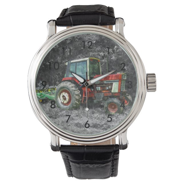 Reloj De Pulsera Viejo Tractor Internacional Painterly (Anverso)