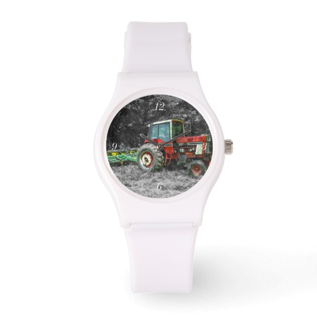 Reloj De Pulsera Viejo Tractor Internacional Painterly (Anverso)