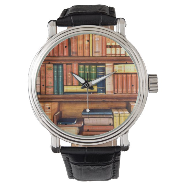 Reloj De Pulsera Viejos Libros Biblioteca de Venados Biblioteca de  (Anverso)