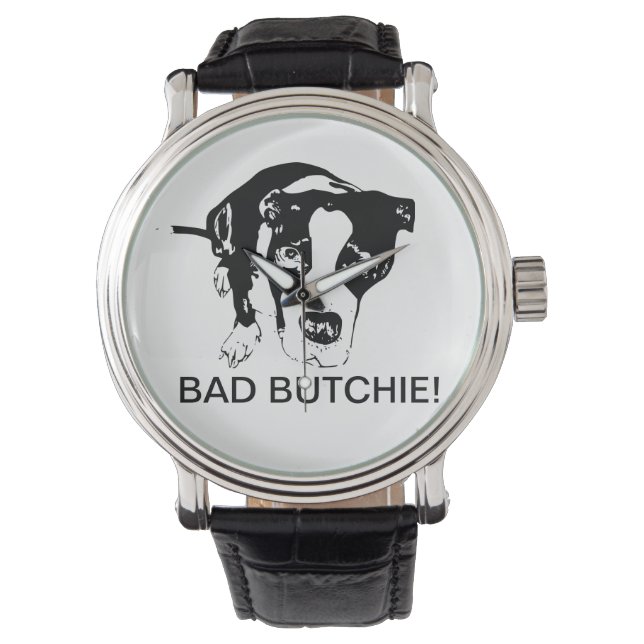Reloj De Pulsera Vigila de perro de la Butchie mala (Anverso)