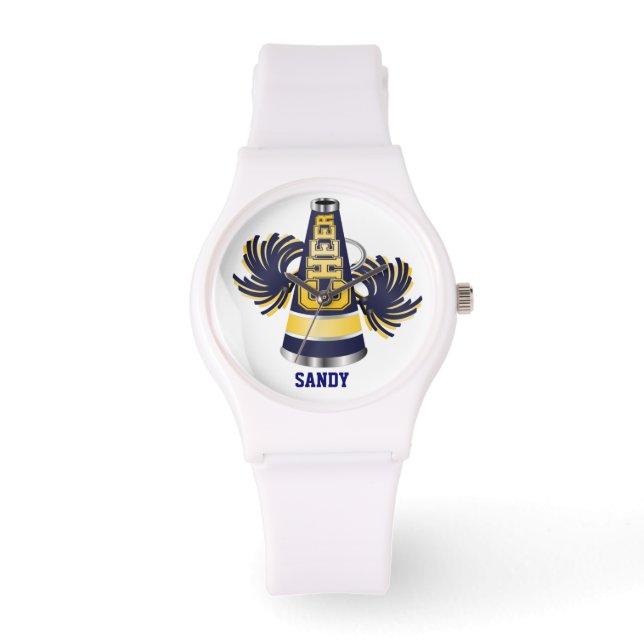 Reloj De Pulsera Vigilancia de animadores azules y amarillos (Anverso)