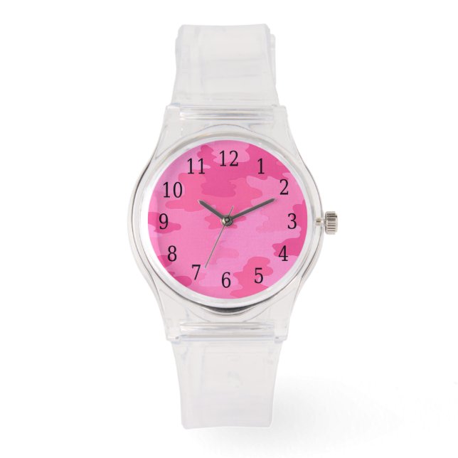 Reloj De Pulsera Vigilancia de camuflaje rosa caliente (Anverso)