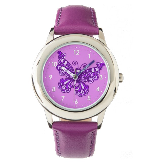 Reloj De Pulsera Vigilancia de chicas numerados de mariposa (Anverso)