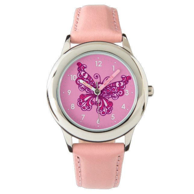 Reloj De Pulsera Vigilancia de chicas numerados de mariposa (Anverso)