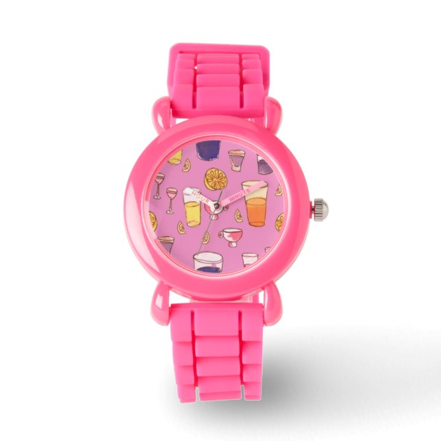 Reloj De Pulsera Vigilancia de cócteles rosados (Anverso)