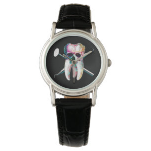 Reloj De Pulsera Vigilancia de cráneo dental y de los huesos cruzad