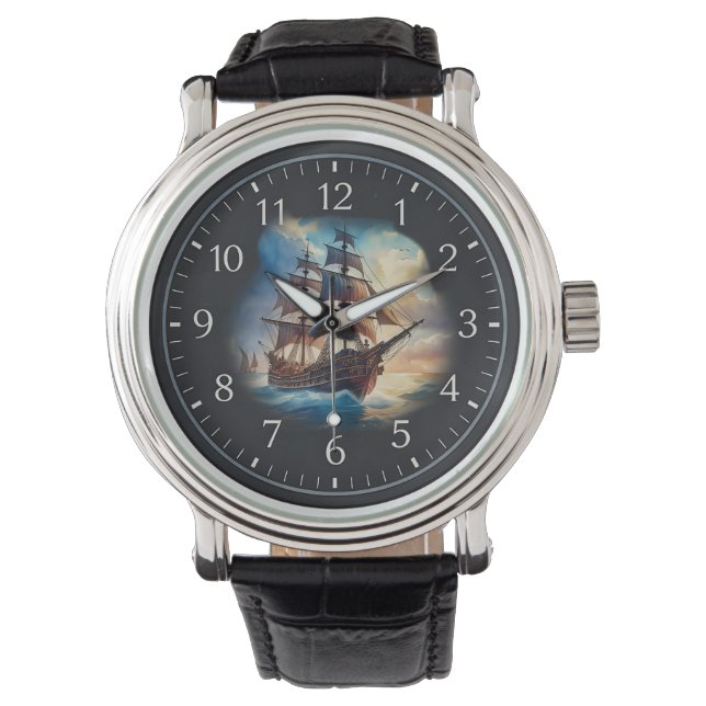 Reloj De Pulsera Vigilancia de eWatch de barcos de vela de madera d (Anverso)