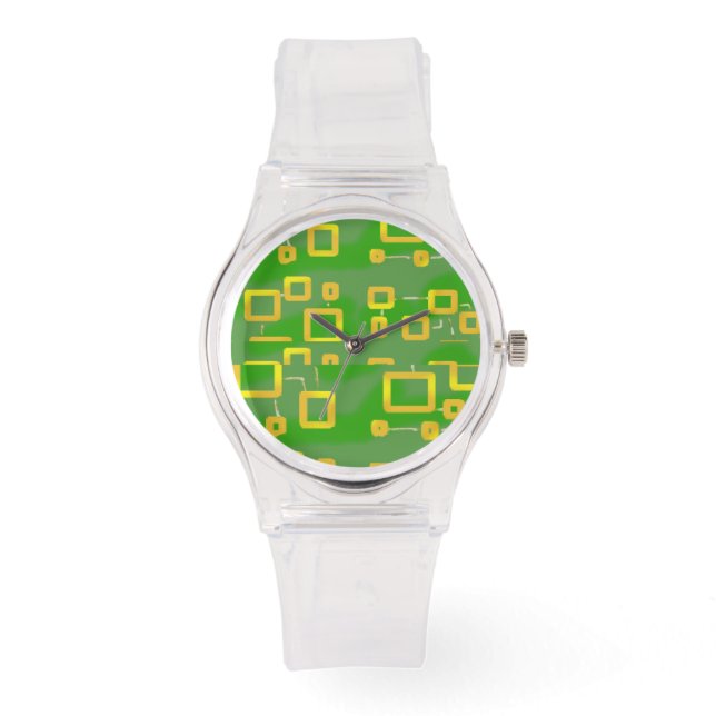 Reloj De Pulsera Vigilancia de eWatch geométrica verde (Anverso)