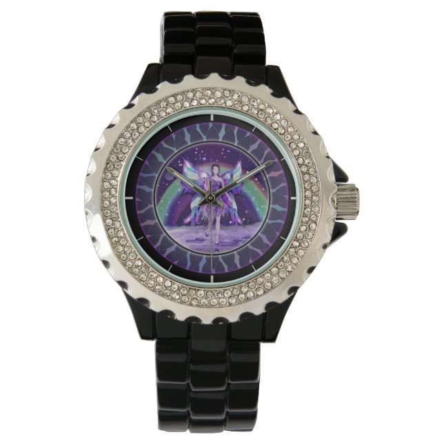 Reloj De Pulsera Vigilancia de hadas de lluvia púrpura (Anverso)
