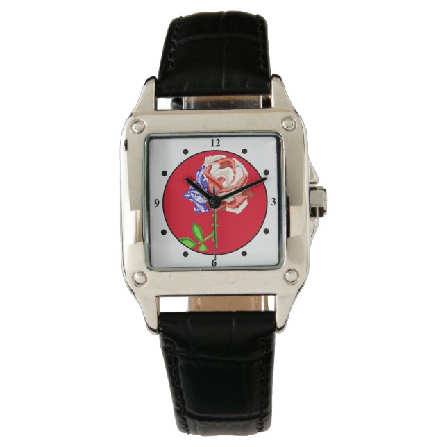 Reloj De Pulsera Vigilancia de la bandera patriótica Rosa (Anverso)