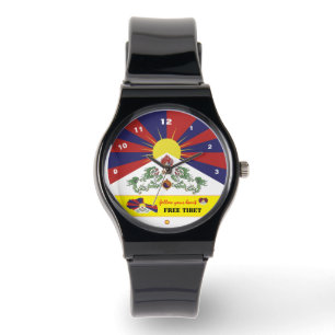 Reloj De Pulsera Vigilancia de la bandera tibetana, mapa del Tíbet,