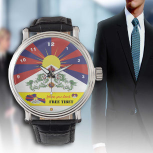 Reloj De Pulsera Vigilancia de la bandera tibetana, mapa del Tíbet,