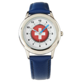 Reloj De Pulsera Vigilancia de la correa de cuero azul de la bander