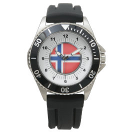 Reloj De Pulsera Vigilancia de la correa de goma negra con bandera 