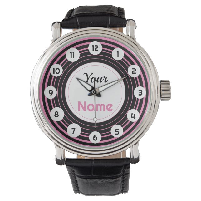 Reloj De Pulsera Vigilancia de la hipnosis rosa personalizada (Anverso)