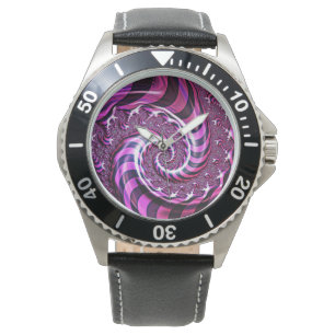 Reloj De Pulsera Vigilancia de la ilusión en espiral rosa y negra