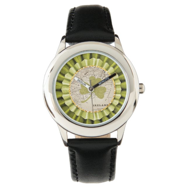 Reloj De Pulsera Vigilancia de la muñeca de hojas de shamrock en el (Anverso)
