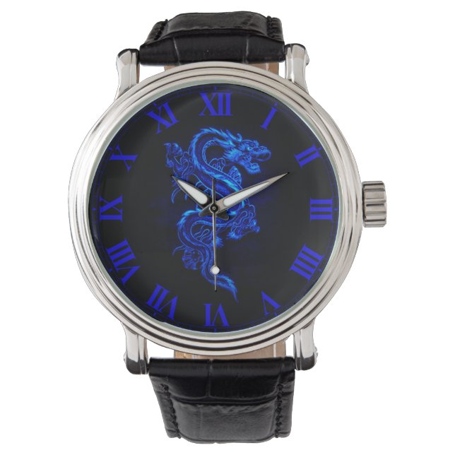 Reloj De Pulsera Vigilancia de la muñeca del dragón azul asiático (Anverso)