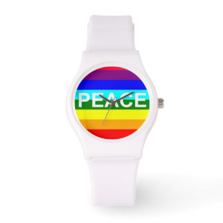 Reloj De Pulsera Vigilancia de la paz del arcoiris multicolor