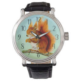 Reloj De Pulsera Vigilancia de la pintura de color de la ardilla ro