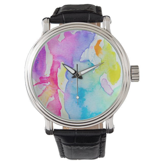 Reloj De Pulsera Vigilancia De La Plana Arcoiris Por Megaflora (Anverso)