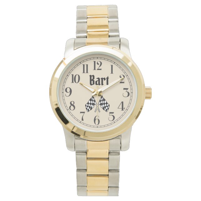 Reloj De Pulsera Vigilancia de las banderas de cuadros cruzados de  (Anverso)