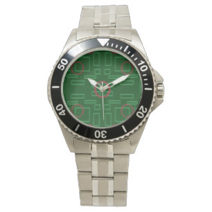 Reloj De Pulsera Vigilancia de las cajas geométricas verdes