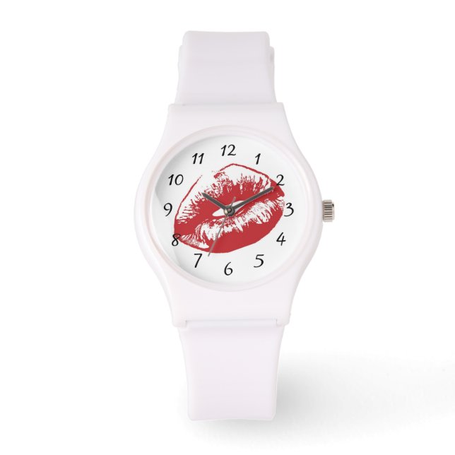 Reloj De Pulsera Vigilancia de los labios rojos (Anverso)