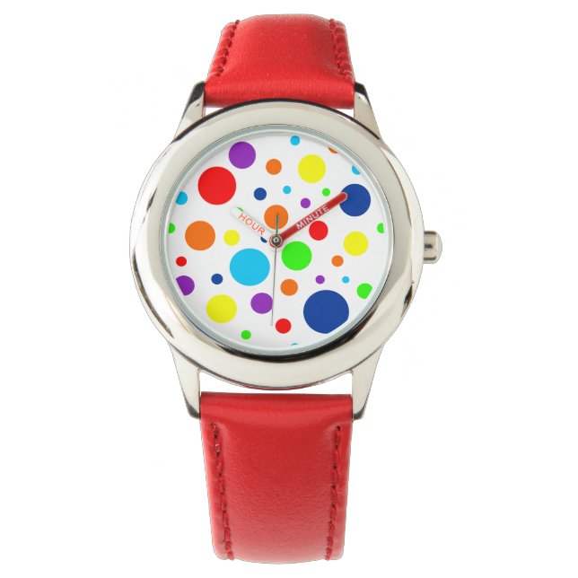Reloj De Pulsera Vigilancia de los puntos del arcoiris blanco (niño (Anverso)