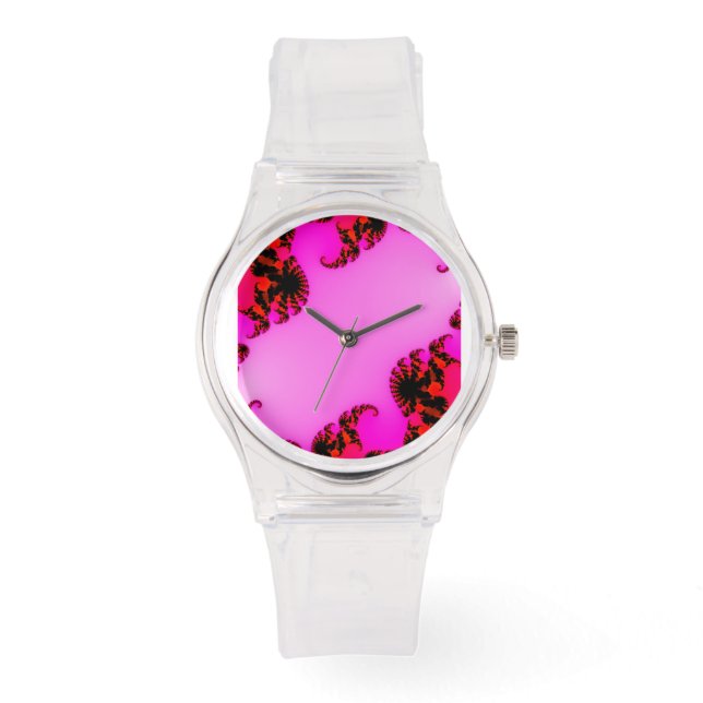 Reloj De Pulsera Vigilancia de los remolinos rosas (Anverso)