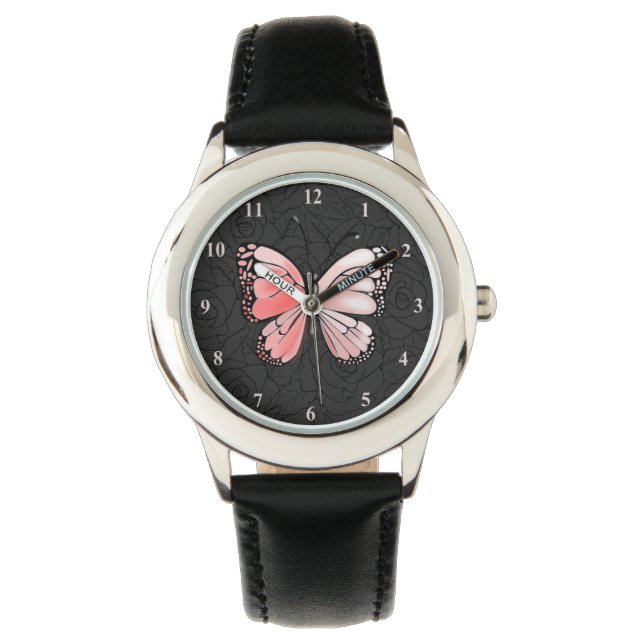 Reloj De Pulsera Vigilancia de mariposas con Rosas (Anverso)
