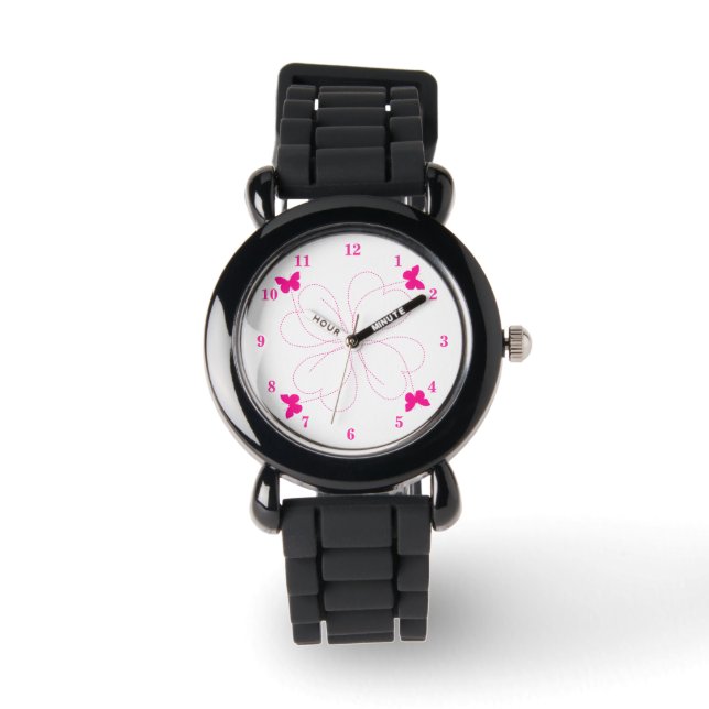 Reloj De Pulsera Vigilancia de mariposas rosadas - Corazón (Anverso)