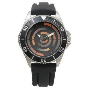 Reloj De Pulsera Vigilancia de radar de patrones circulares naranja