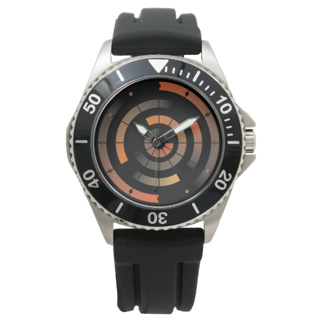 Reloj De Pulsera Vigilancia de radar de patrones circulares naranja (Anverso)