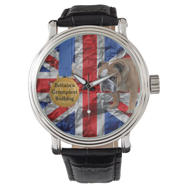Reloj De Pulsera Vigilancia del Bulldog inglés de Union Jack (Anverso)