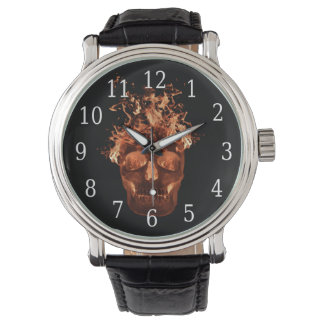Reloj De Pulsera Vigilancia del cráneo de incendios del naranja