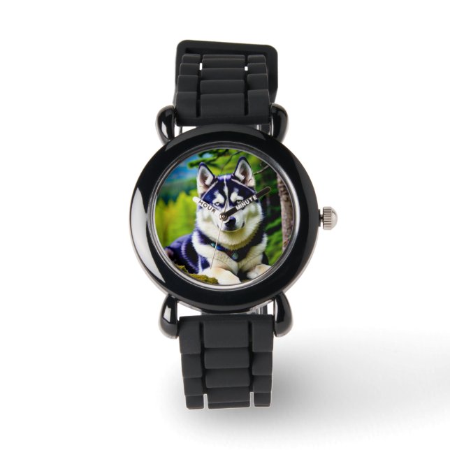Reloj De Pulsera Vigilancia del diseño personalizado de Baby Husky  (Anverso)