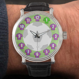 Reloj De Pulsera Vigilancia del fútbol - con Camisetas Claret y Blu