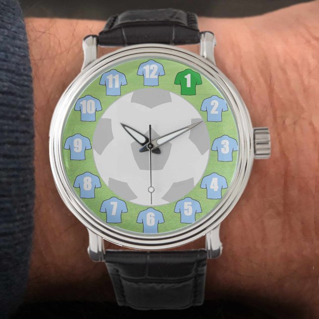 Reloj De Pulsera Vigilancia del fútbol - con Camisetas de Sky Blue (Subido por el creador)