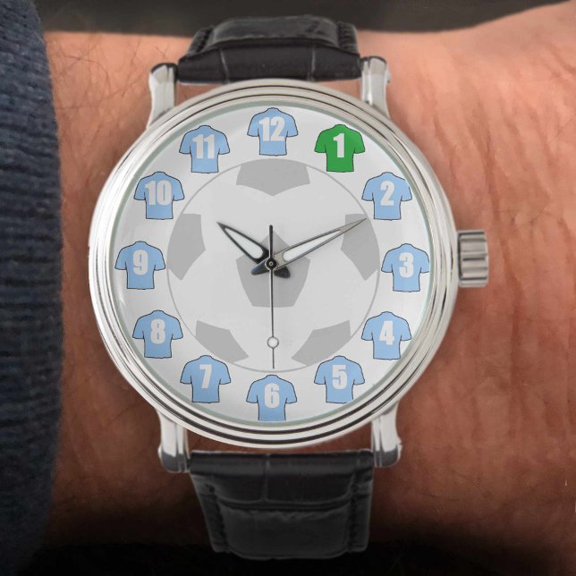Reloj De Pulsera Vigilancia del fútbol - con Camisetas de Sky Blue (Subido por el creador)