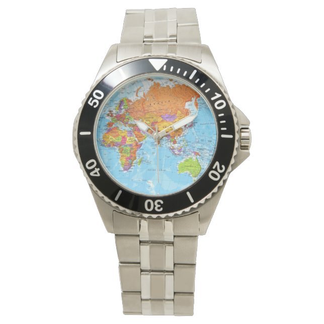 Reloj De Pulsera Vigilancia del Mapa Mundial (Anverso)