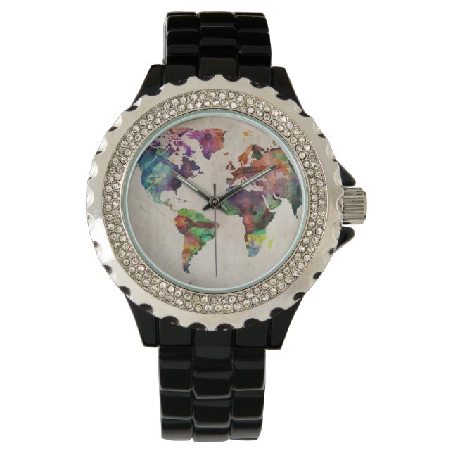 Reloj De Pulsera Vigilancia del Mapa Mundial (Anverso)
