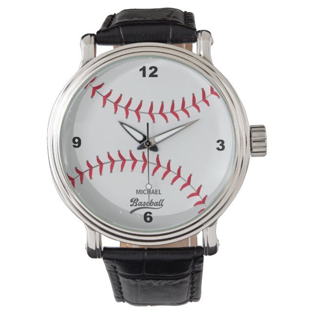 Reloj De Pulsera Vigilancia del nombre personalizado del béisbol (Anverso)