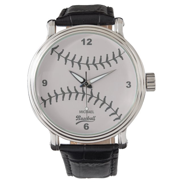Reloj De Pulsera Vigilancia del nombre personalizado del béisbol (Anverso)