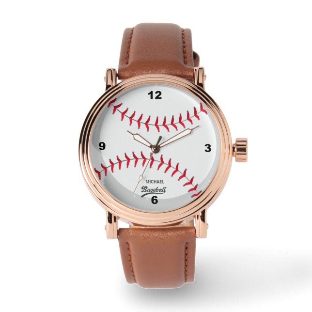 Reloj De Pulsera Vigilancia del nombre personalizado del béisbol (Anverso)