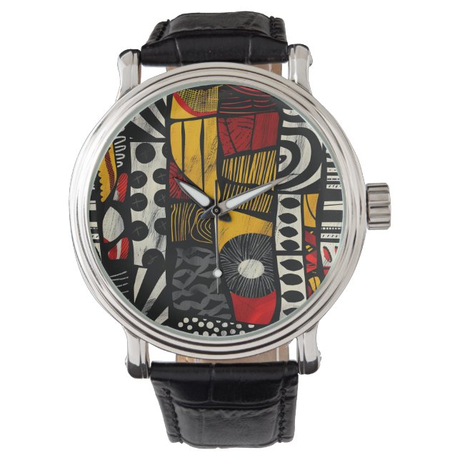 Reloj De Pulsera Vigilancia del patrón tribal africano (Anverso)