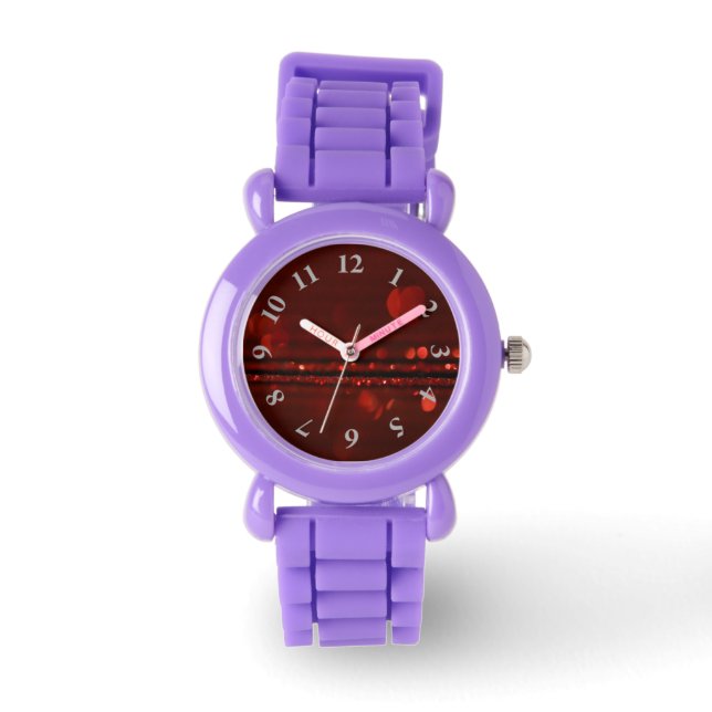 Reloj De Pulsera Vigilancia del purpurina rojo (Anverso)